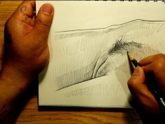Lana Rhoades hairy pussy pencil drawing
