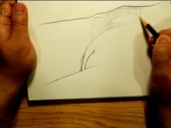 Lana Rhoades hairy pussy pencil drawing