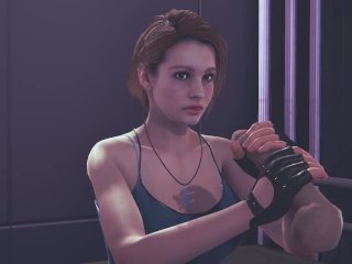 Jill Valentine jerking your cock facial