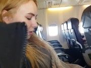 Preview 5 of PUBLIC AIRPLANE Handjob and Blowjob