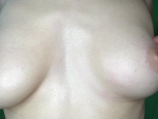 brunette, cum on my tits, cum on tits, point of view