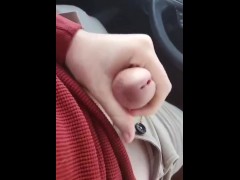 Public flashing playing with bwc in car (solo male)