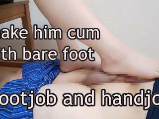 I made him Cum with a Barefoot Footjob and Handjob