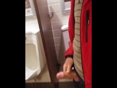 SLOW MOTION johnholmesjunior shooting massive cumload in busy mens bathroom in slow motion