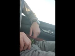 SLOW MOTION johnholmesjunior shooting cum load while driving on highway slow motion