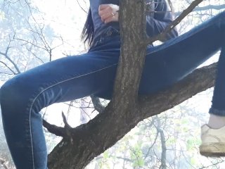 kink, public place, forest, solo female