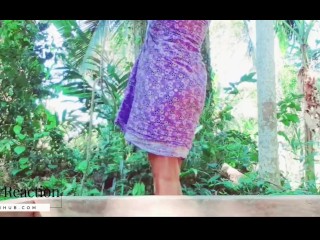 Sri Lankan spa girl outdoor bathing