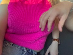 Video Pls stop now , I will help you to cum !!public handjob in car