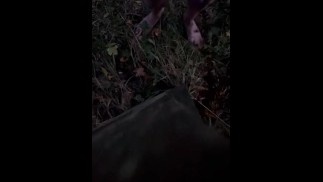 黎明时分裸体行走在路上闪光的汽车旁边