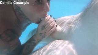 Underwater Blowjob At MFF Public Pool And Threesome Promotion