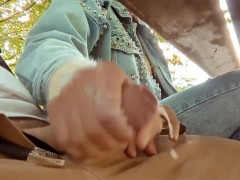 HandJob during a halloween party, massive cumshot