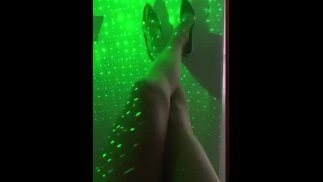 Amateur MILF leg fitness model at private home party, in high heels.  Short video
