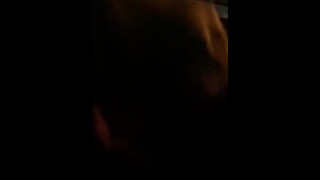 Front seat blowjob in the dark