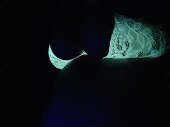 Pregnant BBW BlackLight Bra Tease