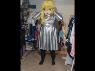 Kigurumi Layered Breathplay Cosplay Shiny Silver Dress PVC