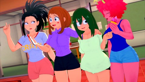 Jovens excitados da escola de Deku querem todo o seu esperma - My Hero Academia Anime Hentai 3d Compilation