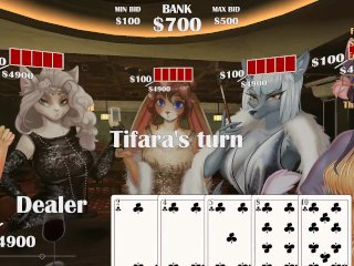 big boobs, strip poker, game, red head