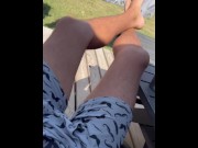 Preview 2 of Small dick and sweaty balls Suntanning feet