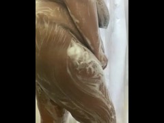 BBW showing off body in the shower 