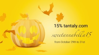 15 éjaculations sur Tantaly Doll pour 15 pourcent de réduction sur le site Web Tantaly pour Halloween du 29 au 31