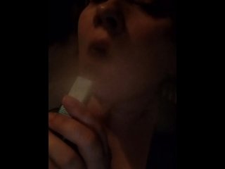 Sexy Smoking in front of my home and showing naked pussy under my skirt - nude on public place