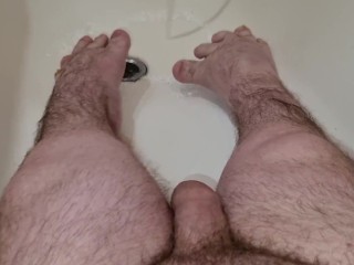 Midget Shows his Feet and then Cums on them