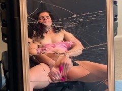 Petite Slut Vanessa Cliff Broken Mirror Masterbating