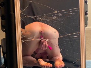 Petite Slut Vanessa Cliff Broken Mirror Masterbating