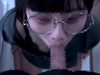 nerdy girl glasses, smell, japanese blowjob, college
