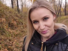 Video My teen stepsister loves to fuck and swallow cum outdoors. - POV