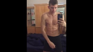 Jock Cums Bisexual On The Mirror