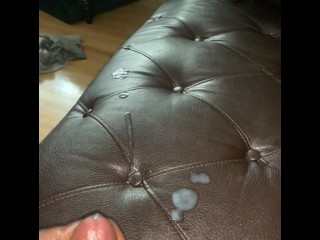 Nutted on my Stepmom Leather Couch