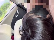 Preview 3 of Because I was horny, I made a perverted married woman blow job in the car during a break