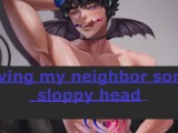 Deep throating my neighbor's big cock until he gives me a facial || NSFW Blowjob Audio and ASMR