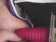 fucking my ass with a cone shaped toy on my sex chair