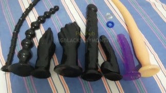ස්ලේව් කොල්ල පදින සුපිරිම ටොයිස් ටිකක් My slave's pleasure monster sex toy collection