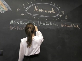 Shy Classmate Sucks Teacher's Big Cock after Class ! 18 Y.o.