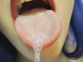 solo female, saliva, spit fetish, spit