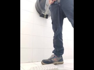 I piss in the public toilet, and I do a half wank