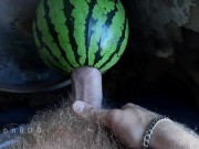 Preview 3 of The guy fucks watermelon hard with a big hairy dick