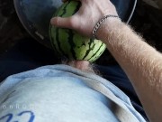 Preview 4 of The guy fucks watermelon hard with a big hairy dick