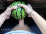 Preview 6 of The guy fucks watermelon hard with a big hairy dick