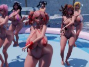 Preview 4 of 【MMD】 6 Girls in Micro Bikinis Dance to Havana