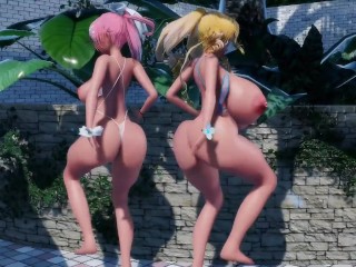 【MMD】 6 Girls in Micro Bikinis Dance to Havana
