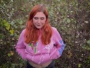 Preview 1 of Ginger stepsister gave a blowjob and got cum and pee  in outdoor