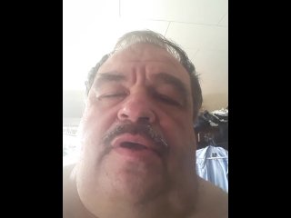 solo male, exclusive, vertical video, fat daddy jacks off