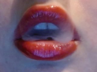 mouth, erotic asmr, solo female, red lipstick