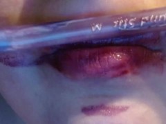 Completely Wrecked Smeared Lipstick Tease from a Pen