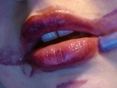 Completely Wrecked Smeared Lipstick Tease from a Pen