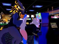 Female nardo gets pounded by massive wickerbeast in arcade